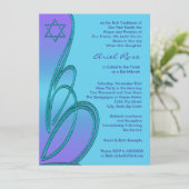 Paarse Teal Ster van David Bat Mitzvah Kaart (Staand voorkant)