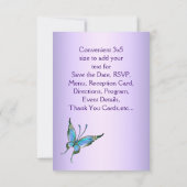 Paarse Teal Vlinder RSVP Bewaar de Datum (Achterkant)