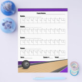 Paarse team Bowling-score Flyer (Enkel)