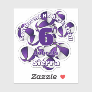 paarse team kleuren basketballen kinder sporten sticker