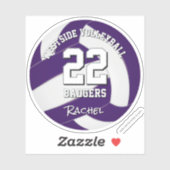 paarse team kleuren volleybalspeler sticker (Vel)