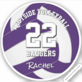 paarse team kleuren volleybalspeler sticker (Voorkant)