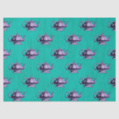 Paarse Teapots over Blauwgroen ontkoppeling Tissuepapier (Voorkant)