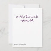 Paarse Teddy Bear Birthday Uitnodiging (Achterkant)