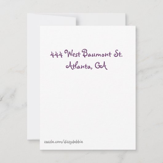 Paarse Teddy Bear Birthday Uitnodiging (Achterkant)