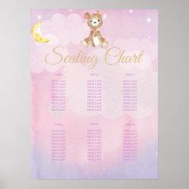 Paarse teddy Bear Girl's Baby shower Poster