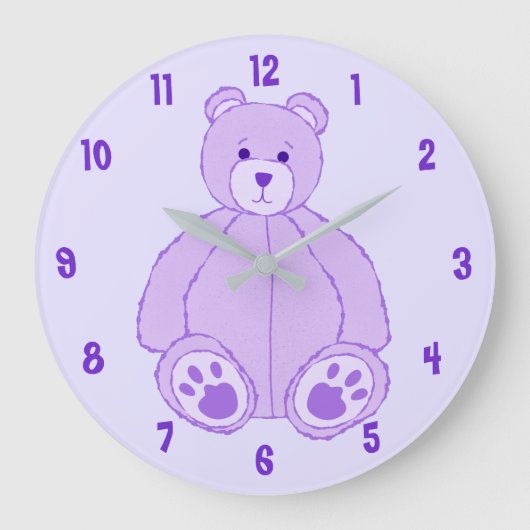 Paarse Teddy Bear Grote Klok (Voorkant)