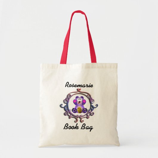 Paarse Teddy Bear met honingbijenkorf en lijst Tote Bag (Voorkant)