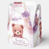 Paarse teddybeer en bloemen - Baby shower Bedankdoosjes (Geopend)