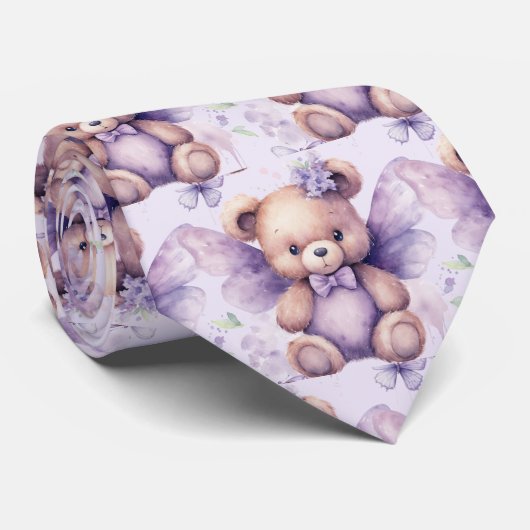 Paarse Teddybeer Heren Das (Opgerold)