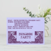 PAARSE TEKENINGEN IN DE DUNGEONS ~ PARTIJINVITATIE KAART (Staand voorkant)