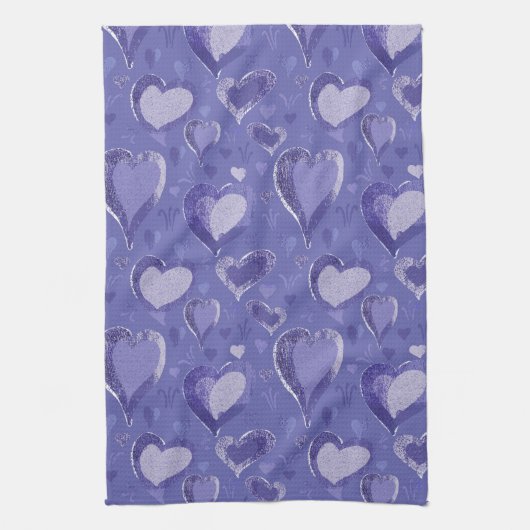 Paarse tekenpatronen theedoek (Verticaal)