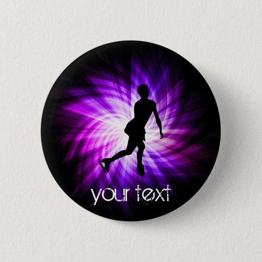 Paarse tekenschaatsen ronde button 5,7 cm (Voorkant)