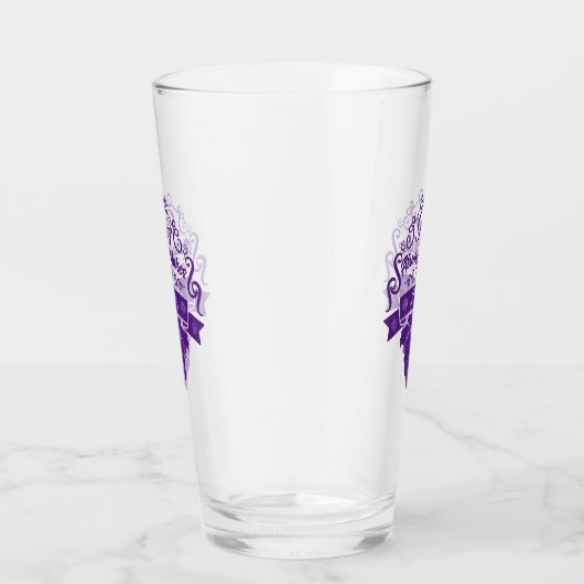 Paarse tekst bier maakt me altijd vrolijk glas (Rechts)