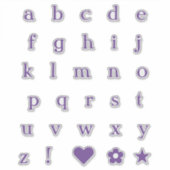 Paarse tekstletters | Monogram Alfabet Stickers (Voorkant)