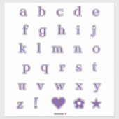Paarse tekstletters | Monogram Alfabet Stickers (Vel)