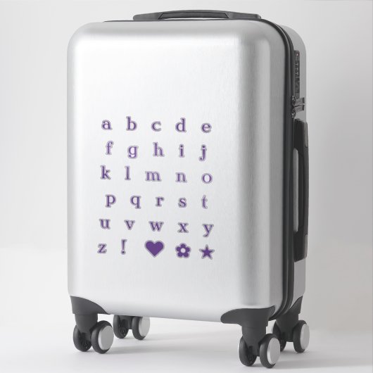 Paarse tekstletters | Monogram Alfabet Stickers (Koffer)
