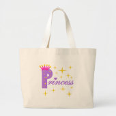 Paarse tekstprinses grote tote bag (Voorkant)