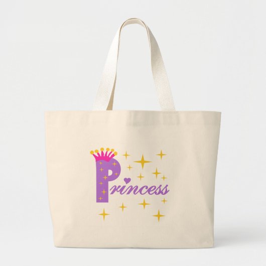 Paarse tekstprinses grote tote bag (Voorkant)