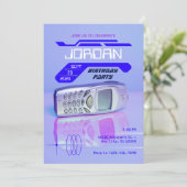 PAARSE  TELEFOON FUTURISTISCHE VERJAARDAG KAART (Staand voorkant)