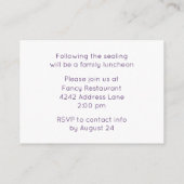 Paarse Temple Sealing & Meal Invitation Informatiekaartje (Achterkant)