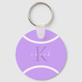 Paarse Tennis Ball & Initiaal Monogrammed Coach Sleutelhanger