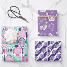 💜 Paarse tennismotief op vellen papier