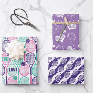 💜 Paarse tennismotief op vellen papier