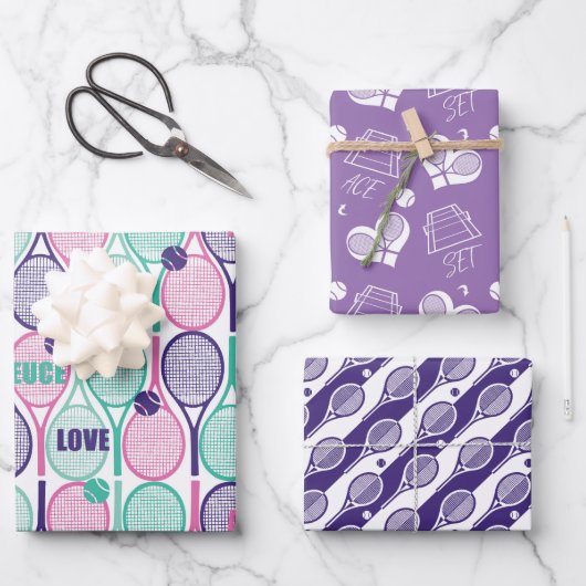 💜 Paarse tennismotief op vellen papier (Voorkant)