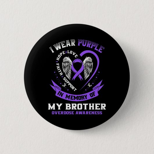 Paarse ter nagedachtenis aan Brother Drug Overdose Ronde Button 5,7 Cm (Voorkant)
