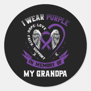 Paarse ter nagedachtenis aan mijn opa alvleesklier ronde sticker