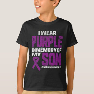 Paarse ter nagedachtenis aan mijn zoon overdosis b t-shirt
