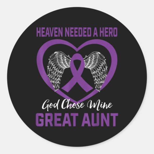 Paarse ter nagedachtenis aan tante pancreaskanker  ronde sticker (Voorkant)