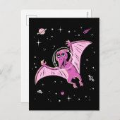 Paarse terodactydinos in de ruimte briefkaart (Voorkant / Achterkant)