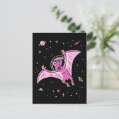 Paarse terodactydinos in de ruimte briefkaart (Staand voorkant)