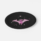 Paarse terodactydinos in de ruimte papieren bordje (Gekanteld)