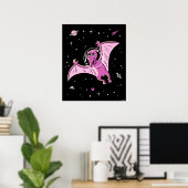 Paarse terodactydinos in de ruimte poster (Thuiskantoor)