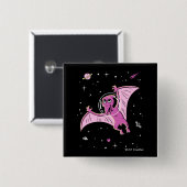 Paarse terodactydinos in de ruimte vierkante button 5,1 cm (Voorkant /achterkant)