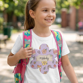 Paarse terug naar school schoolspullenpatroon  t-shirt