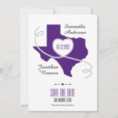 Paarse Texas Curling Ribbon Save the Date (Voorkant)