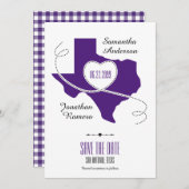 Paarse Texas Curling Ribbon Save the Date (Voorkant / Achterkant)