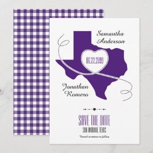 Paarse Texas Curling Ribbon Save the Date