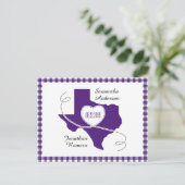 Paarse Texas Curling Ribbon Save the Date Briefkaart (Staand voorkant)