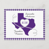 Paarse Texas Curling Ribbon Save the Date Briefkaart (Voorkant)