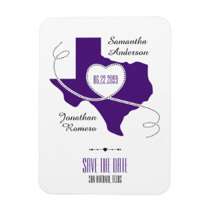 Paarse Texas Curling Ribbon Save the Date Magneet