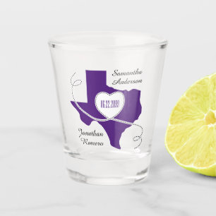 Paarse Texas Curling Ribbon Weduwdatum Shot Glas