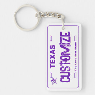 paarse Texas licentie bord sleutelhanger