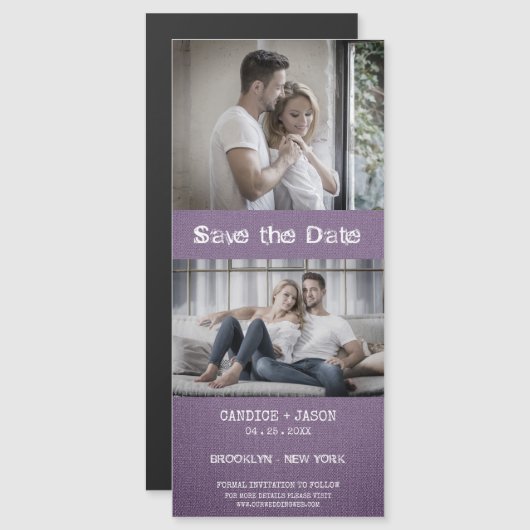 Paarse Textiel Textuur Betrokken Romantisch Paar (Voorkant / Achterkant)