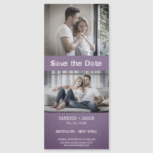 Paarse Textiel Textuur Betrokken Romantisch Paar (Voorkant)