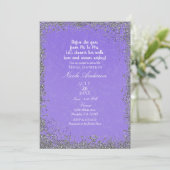 Paarse Textuur Zilver Glitter Moderne Bruidsdouche Kaart (Staand voorkant)